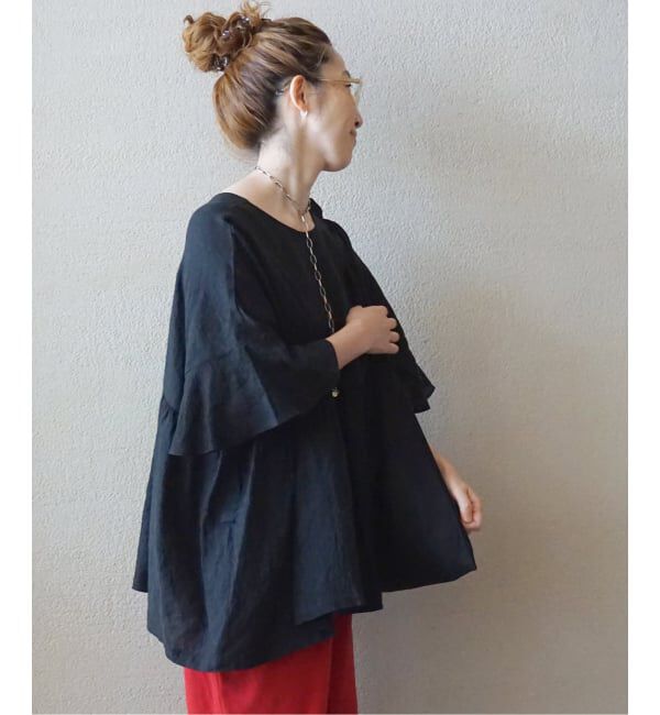journal standard luxe「60リネン ギャザープル」|シャツ・ブラウス|ブラック