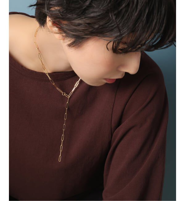 Lilas by Spick&Span「角シャインクリップチェーン50cmネックレスK18」|ネックレス|