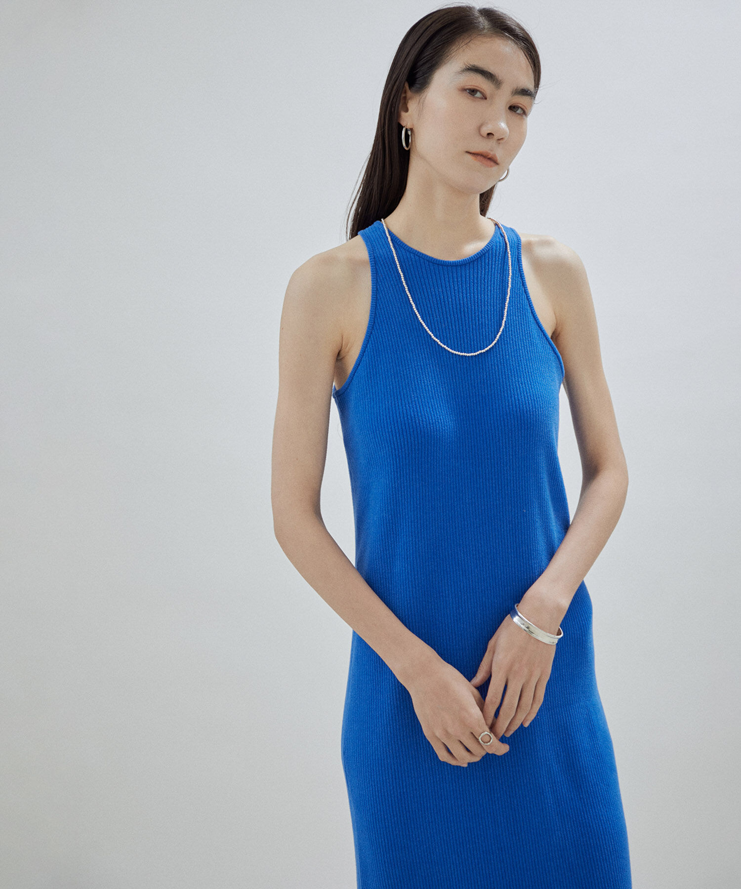 SALON adam et rope'「【オーガニックコットン】ノースリーブワンピース-CreamyCotton /クリーミーコットン-」|ワンピース|ブルー系(45)