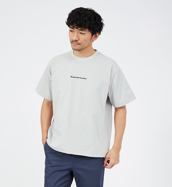 ABAHOUSE「【ロゴ刺繍】ワンポイント 半袖 Tシャツ」|Tシャツ・カットソー|グレージュ
