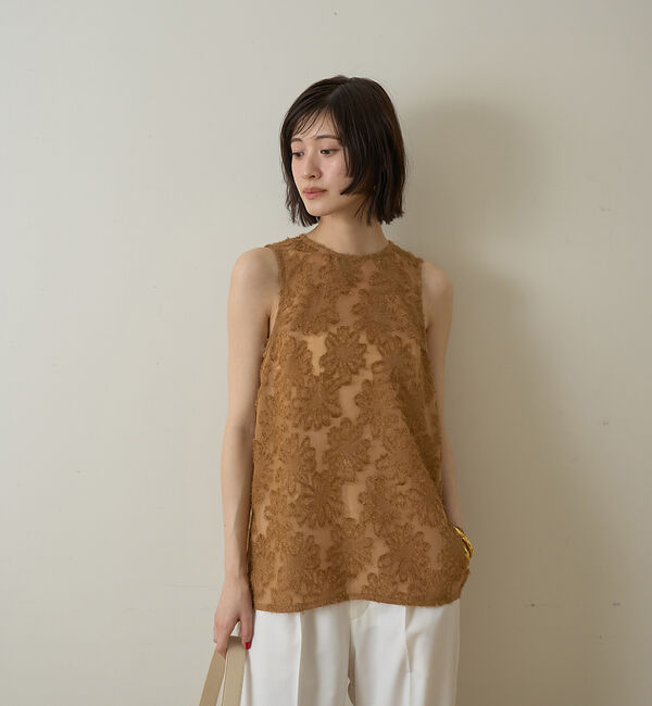 Rouge vif「【一部店舗限定】フラワーフェザーアメスリブラウス」|シャツ・ブラウス|