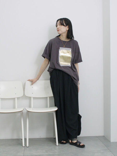 Samansa Mos2 blue「楊柳ハイウエストパンツ」|その他|