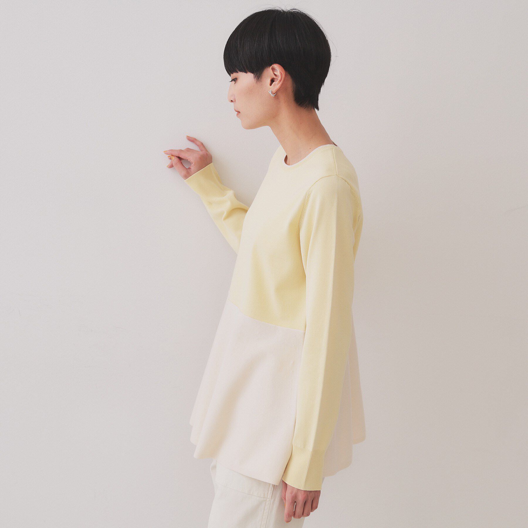 OPAQUE.CLIP「配色ペプラムニット【洗濯機洗い可／抗ピル】」|ニット・セーター|