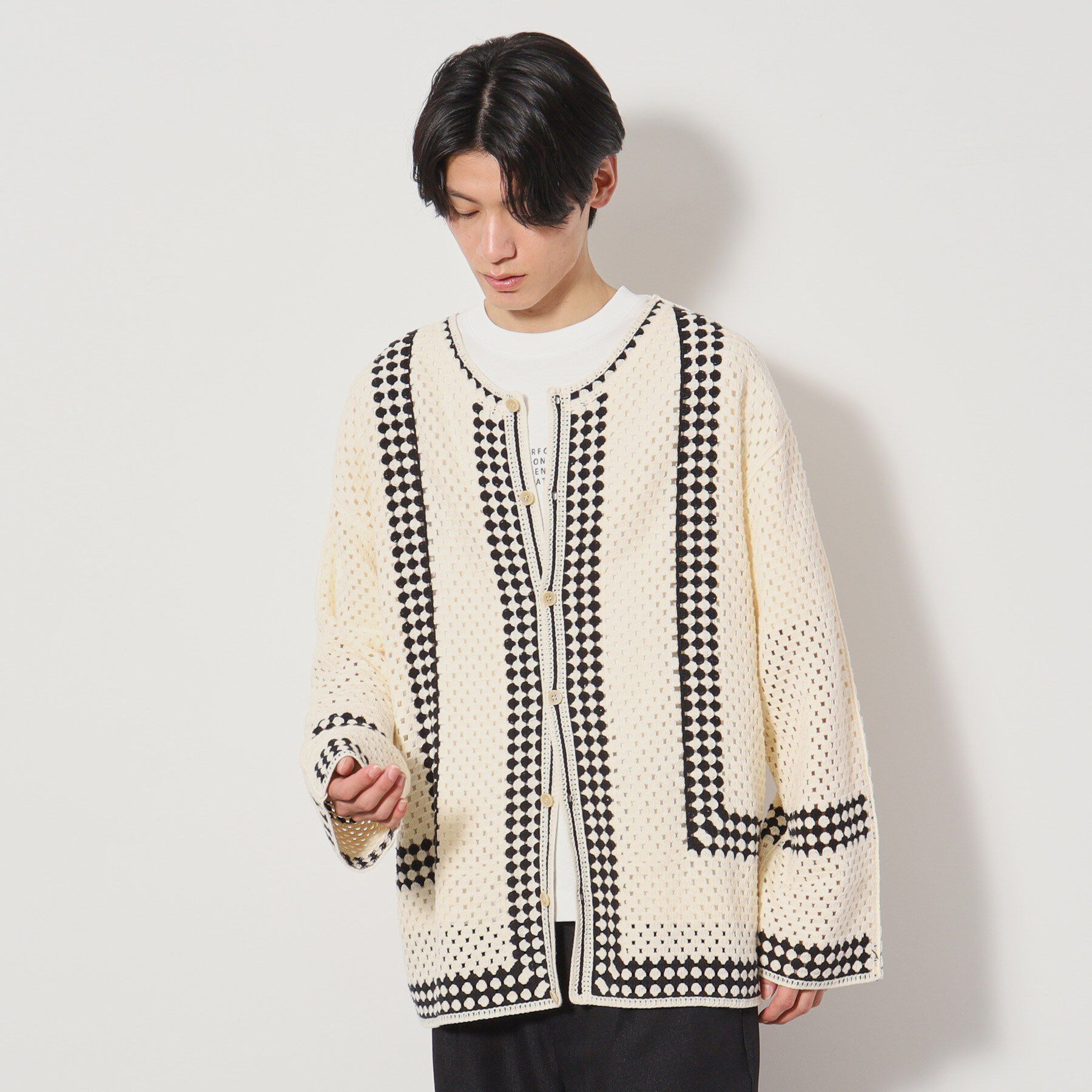 THE SHOP TK「クロシェ編み風 ニットカーディガン」|カーディガン|