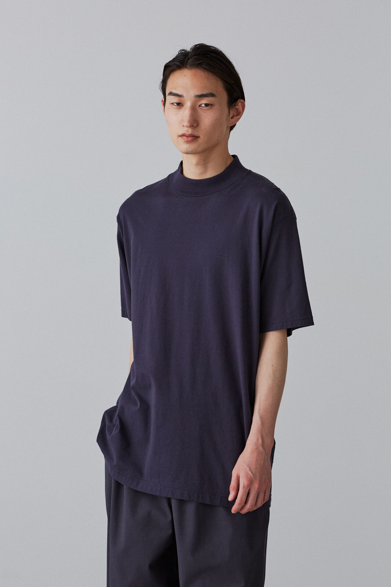 YLEVE 「Ｙ / ORGANIC COTTON JERSEY MOCK NECK S/S T」|Tシャツ・カットソー|ネイビー