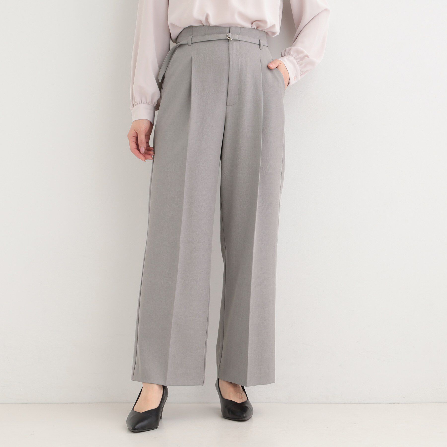 SHOO･LA･RUE「【通勤/UV/セットアップ可/洗濯機可】センタープレスできちんと見え ベルト付きワイドパンツ」|その他|