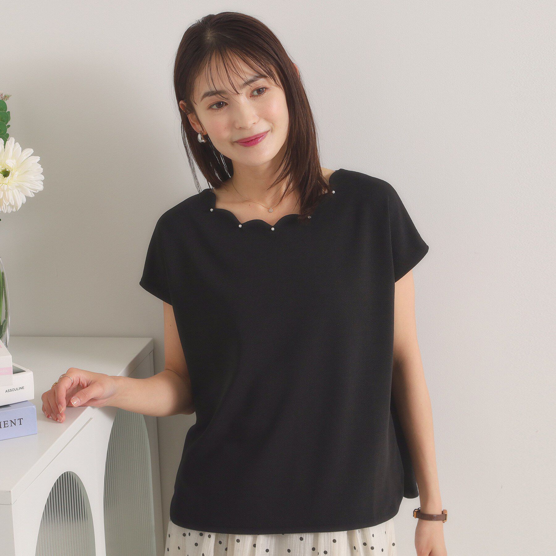 ITS&rsquo;DEMO「【手洗い可】スカラップトップス」|Tシャツ・カットソー|