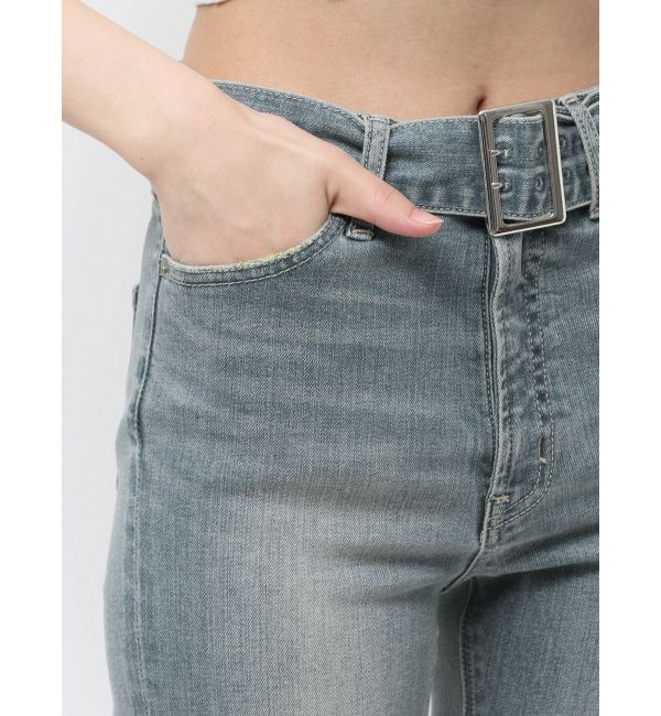 GYDA「ハイウエストBACKレースアップフレアデニムパンツ」|デニム|