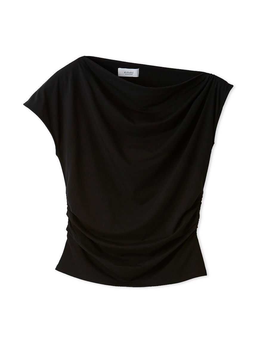 emmi atelier「【ICEDFABRIC＋(R)】ワンショルドレープカットソー/接触冷感」|Tシャツ・カットソー|