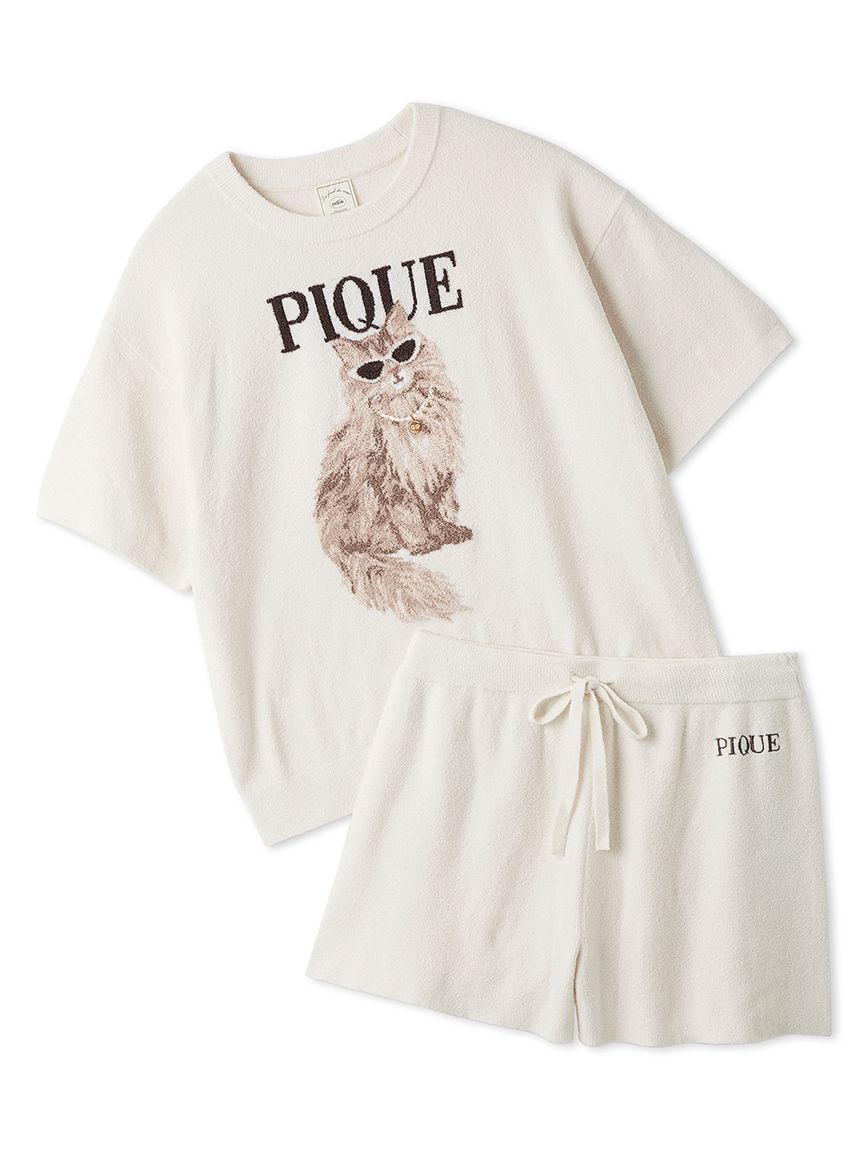 gelato pique「【ONLINE限定】ファッションCATS&DOGS ジャガードプルオーバー&リブショートパンツセット」|ルームウェア|