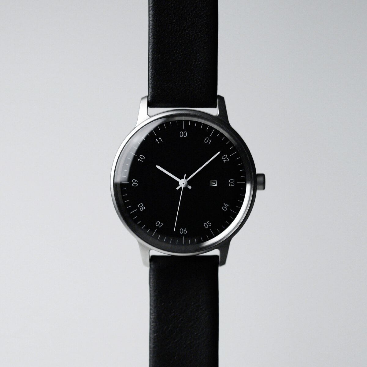 sazare「<sazare (ｻｻﾞﾚ) > 38mm ｼﾙﾊﾞｰｹｰｽ ﾌﾞﾗｯｸ ﾌﾞﾗｯｸﾚｻﾞｰﾍﾞﾙﾄ」|腕時計|