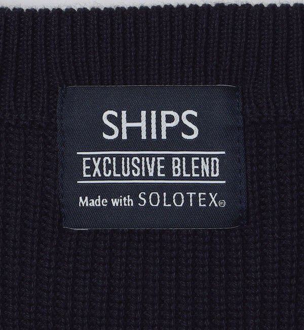 SHIPS「SHIPS:〈洗濯機可能〉SOLOTEX(R) 12ゲージ コットン 畦編み クルーネック ニット」|ニット・セーター|