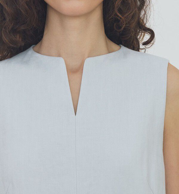 DES PRES「リネンファブリックコンビ キーネックワンピース」|ワンピース|