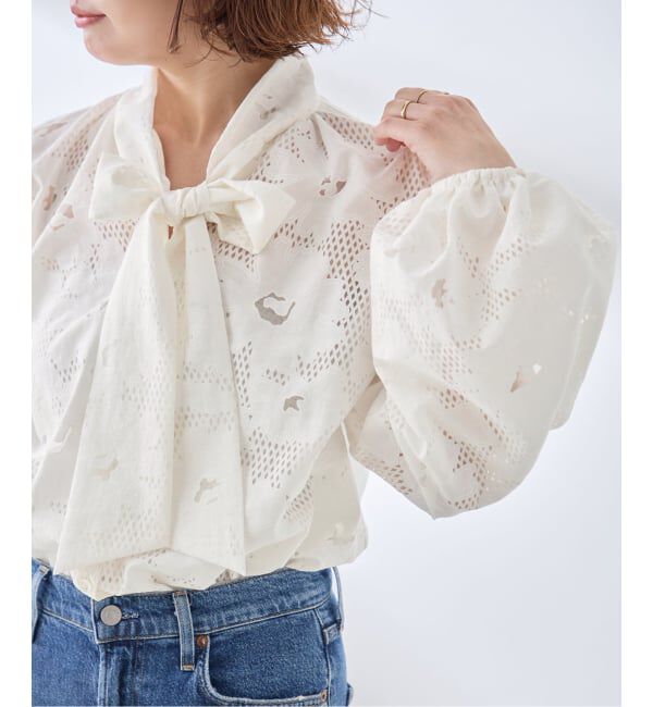 journal standard L'essage「《追加予約》IPEKERDOT&FLOWER/シアーボウブラウス」|シャツ・ブラウス|