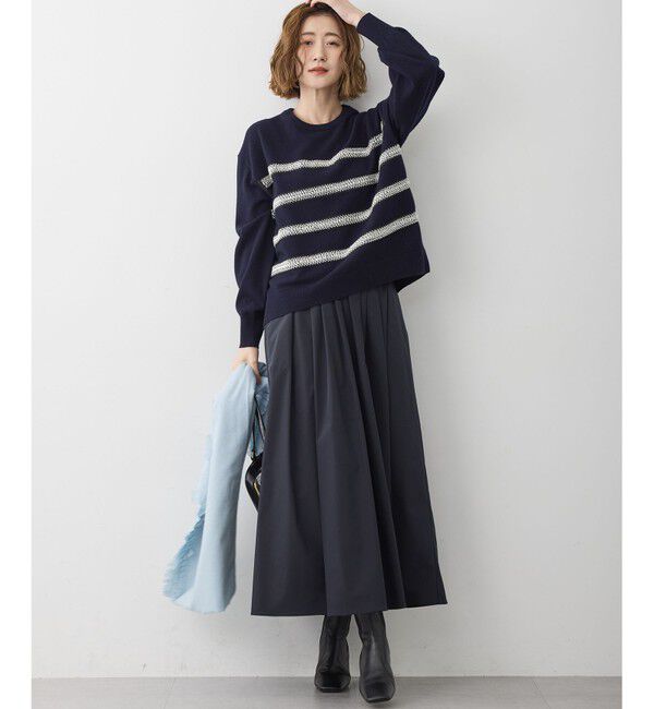23区「【WEB&一部店舗限定/滝沢眞規子さん着用】ビジューボーダー ニット」|ニット・セーター|