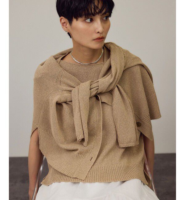 SALON adam et rope'「ペーパーヤーンフレンチスリーブプルオーバー［手洗い可/和紙素材］」|Tシャツ・カットソー|