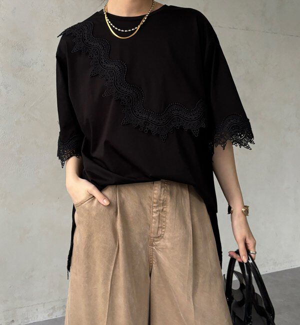  「【WEB限定】レーストリムトップス」|Tシャツ・カットソー|