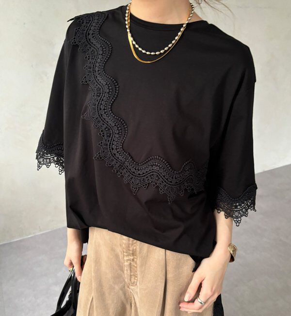  「【WEB限定】レーストリムトップス」|Tシャツ・カットソー|