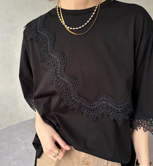 「【WEB限定】レーストリムトップス」|Tシャツ・カットソー|