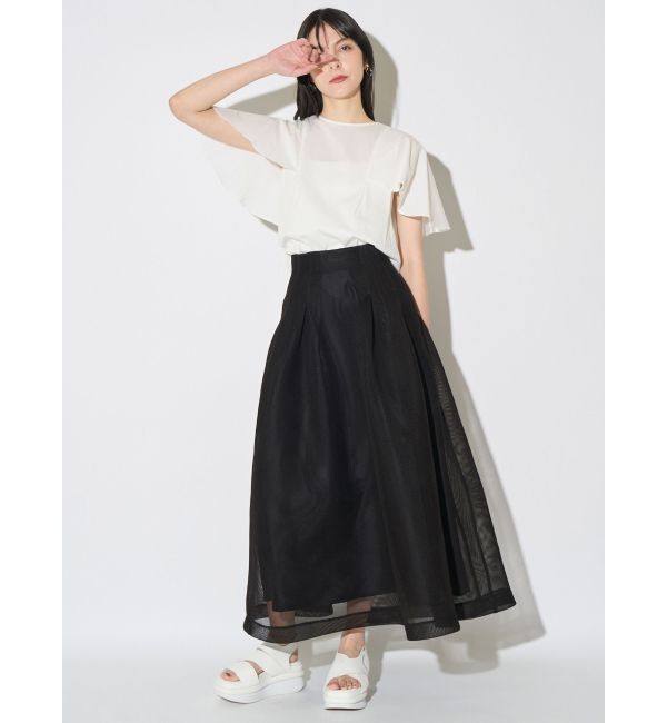 ELENDEEK「MESH BONDING FLARED SK」|スカート|