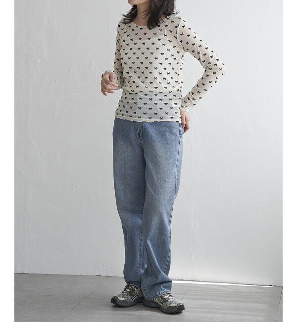 VENCE share style「シアーリボンフロッキープルオーバー」|Tシャツ・カットソー|