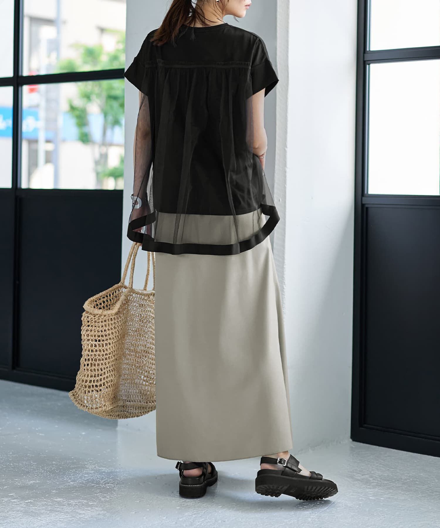 STYLE DELI「【Made in JAPAN】背面チュールカットソートップス」|Tシャツ・カットソー|