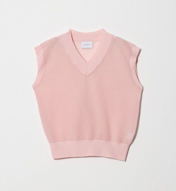 UNITED ARROWS「ミニ Vネック フレンチスリーブ ニット ‐ウォッシャブル‐」|ベスト・ジレ|LT.PINK