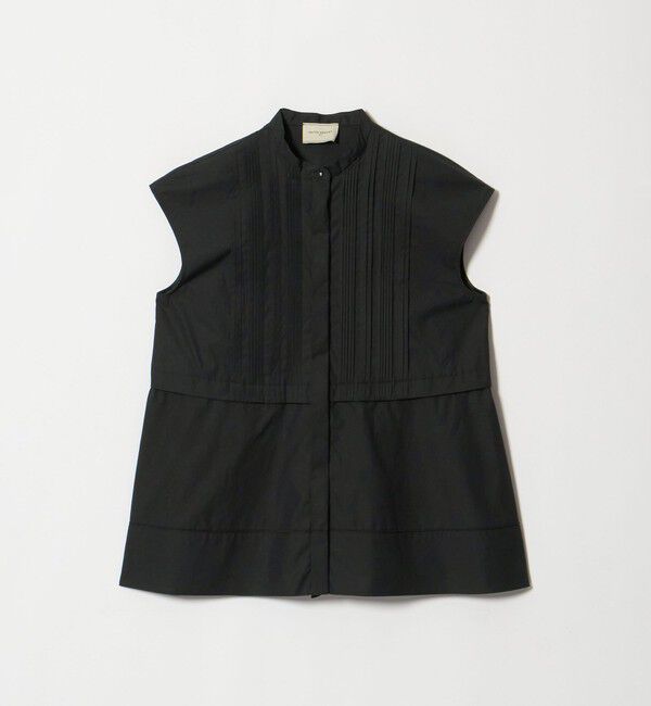 UNITED ARROWS「シルキー ピンタック フレンチスリーブ ブラウス ‐ウォッシャブル‐」|シャツ・ブラウス|BLACK