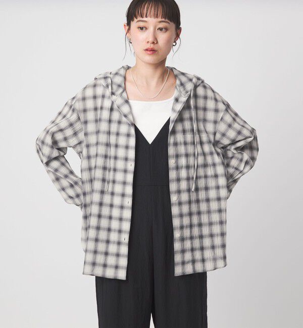 WEB限定】＜at ease＞フード チェック シャツ（UNITED ARROWS green
