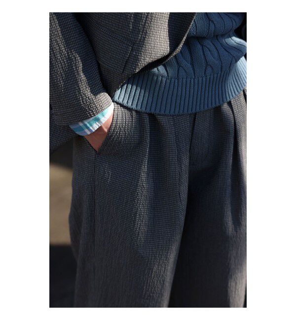BEAMS PLUS「BEAMS PLUS｜2 Pleats Anywhere(wear) Seersucker Plaid｜ 吸水速乾  パッカブル 」|チノ|