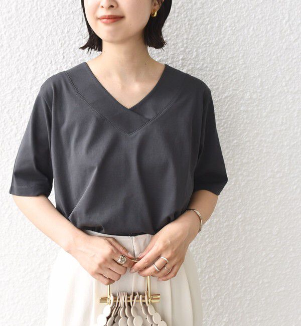 SHIPS for women「《予約》【WEB限定】〈ネックが選べる2サイズ展開〉オーガニックコットン バリエーションネック TEE」|Tシャツ・カットソー|