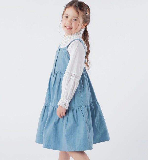 SHIPS KIDS「SHIPS KIDS:100～130cm / ピンタック レース ブラウス」|シャツ・ブラウス|