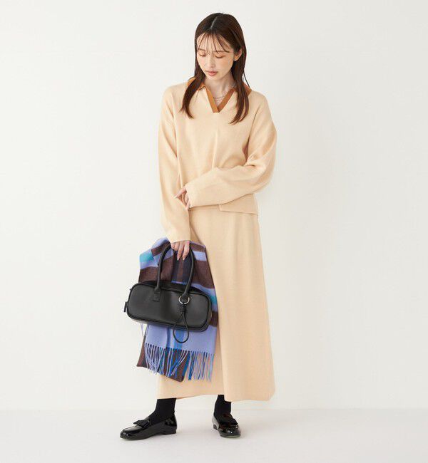 SHIPS Colors 「SHIPS Colors:〈手洗い可能〉スキッパー ニット &times; スカート セットアップ◇」|ニット・セーター|ナチュラル