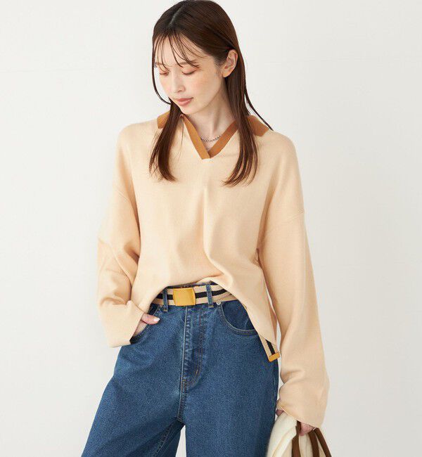 SHIPS Colors 「SHIPS Colors:〈手洗い可能〉スキッパー ニット &times; スカート セットアップ◇」|ニット・セーター|