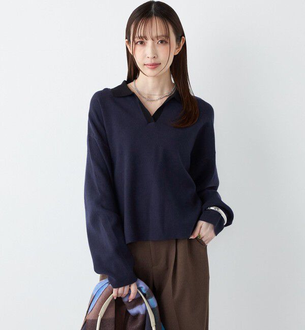SHIPS Colors 「SHIPS Colors:〈手洗い可能〉スキッパー ニット &times; スカート セットアップ◇」|ニット・セーター|
