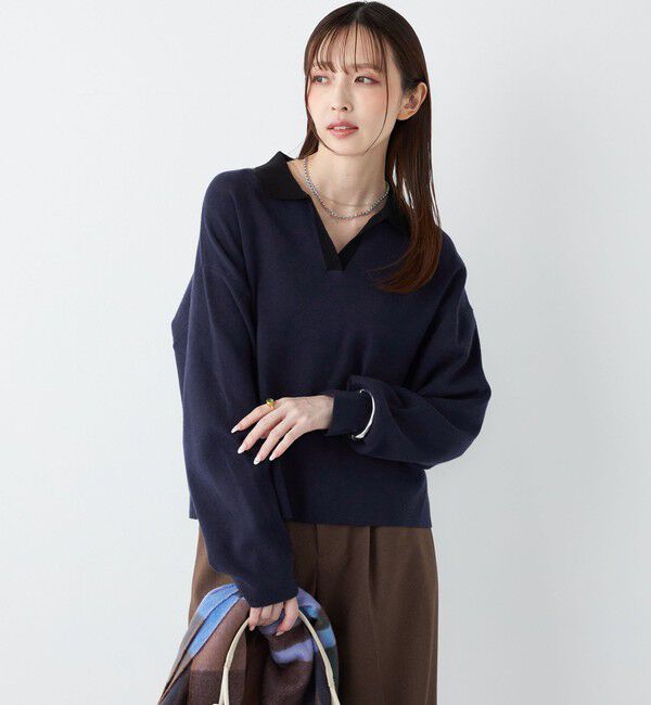 SHIPS Colors 「SHIPS Colors:〈手洗い可能〉スキッパー ニット &times; スカート セットアップ◇」|ニット・セーター|