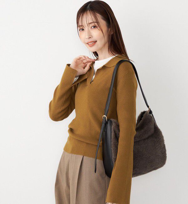 SHIPS Colors 「SHIPS Colors:〈手洗い可能〉リブ スキッパー ニット」|ニット・セーター|
