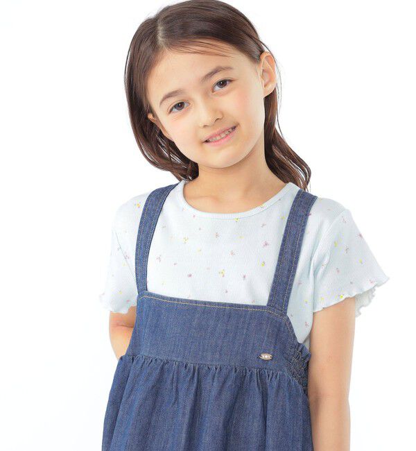 SHIPS KIDS「SHIPS KIDS:100～130cm /フラワー テキスタイル リブTシャツ」|Tシャツ・カットソー|