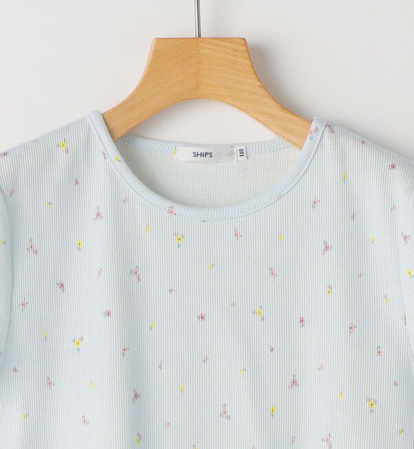 SHIPS KIDS「SHIPS KIDS:100～130cm /フラワー テキスタイル リブTシャツ」|Tシャツ・カットソー|