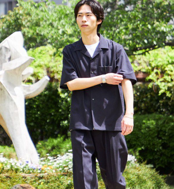 SHIPS「SHIPS:〈セットアップ対応/ 撥水〉Comfy Line DRYAIR ショートスリーブ シャツ」|シャツ・ブラウス|ネイビー