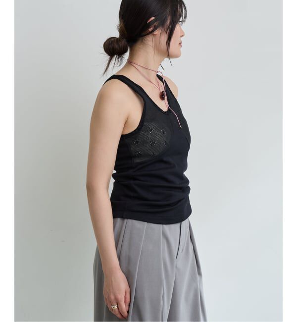 IENA LA BOUCLE「IENA LA BOUCLE テレコレースコンビタンクトップ」|タンクトップ|