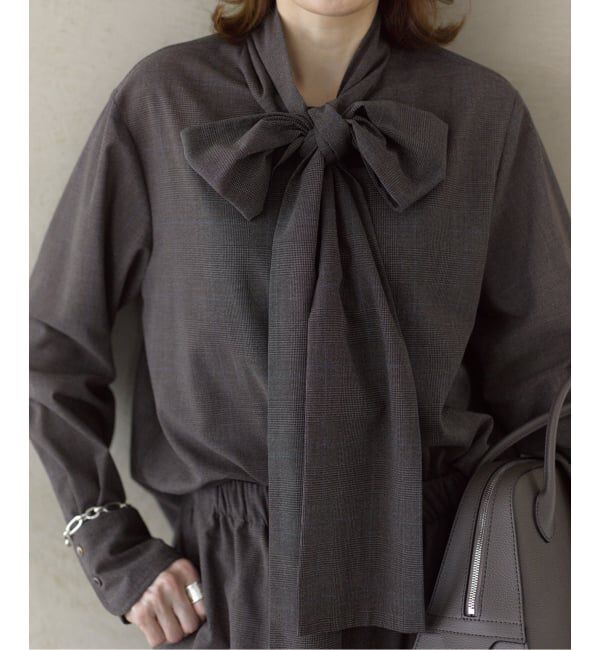 VERMEIL par iena「《予約》Glen Check ボウブラウス」|シャツ・ブラウス|