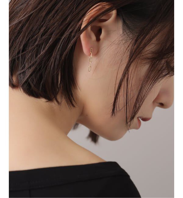 Lilas by Spick&Span「プレイドクリップチェーンピアス K10（両耳）」|ピアス|