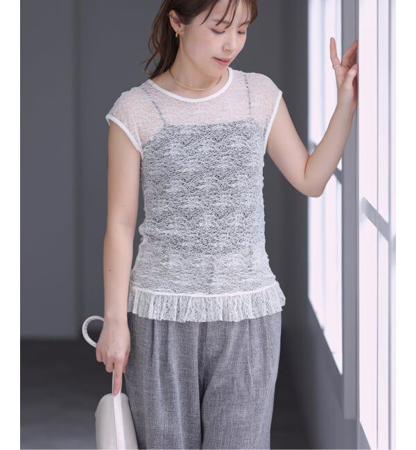  「【洗える】Mewl / ミュール レースフレンチタンク」|Tシャツ・カットソー|