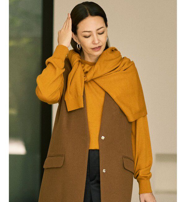 自由区「【カタログ掲載】ファインウールカシミヤクルーネック ニット」|ニット・セーター|マスタード