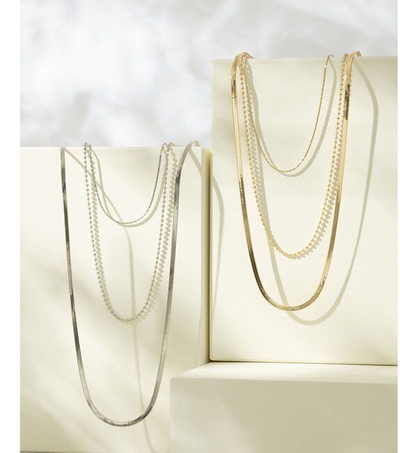 23区「【WEB&一部店舗限定】ミックスチェーン 3連 ネックレス」|ネックレス|
