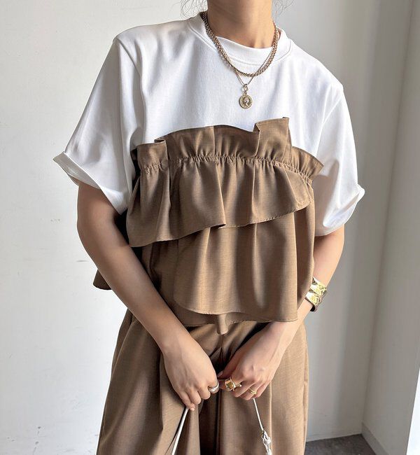  「【WEB限定/セットアップ可能】フリルビスチェドッキングTEE」|Tシャツ・カットソー|