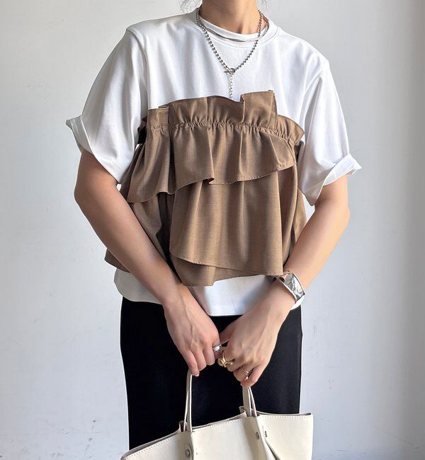  「【WEB限定/セットアップ可能】フリルビスチェドッキングTEE」|Tシャツ・カットソー|