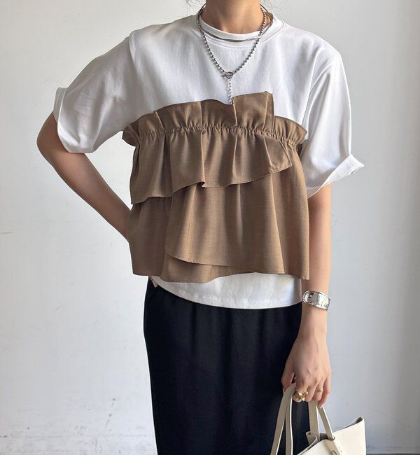  「【WEB限定/セットアップ可能】フリルビスチェドッキングTEE」|Tシャツ・カットソー|