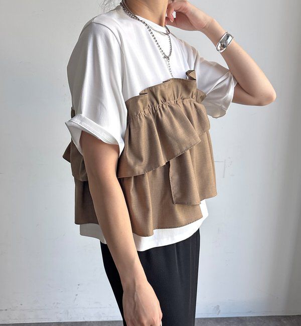  「【WEB限定/セットアップ可能】フリルビスチェドッキングTEE」|Tシャツ・カットソー|